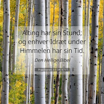 Picture 07 - Prædikeren 3:1 DA1871 - Alting har sin Stund; og enhver Idræt under - Bible Verse Picture