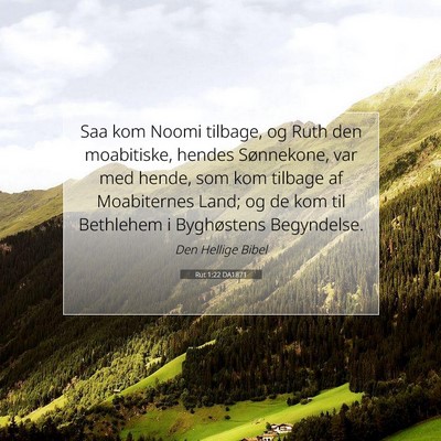 Picture 07 - Rut 1:22 DA1871 - Saa kom Noomi tilbage, og Ruth den moabitiske, - Bible Verse Picture