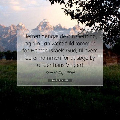 Picture 07 - Rut 2:12 DA1871 - Herren gengælde din Gerning, og din Løn være - Bible Verse Picture
