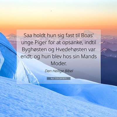 Picture 07 - Rut 2:23 DA1871 - Saa holdt hun sig fast til Boas' unge Piger for - Bible Verse Picture
