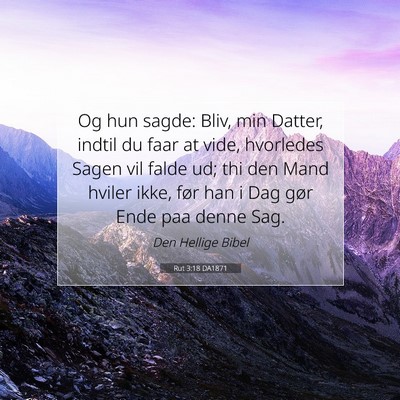 Picture 07 - Rut 3:18 DA1871 - Og hun sagde: Bliv, min Datter, indtil du faar at - Bible Verse Picture