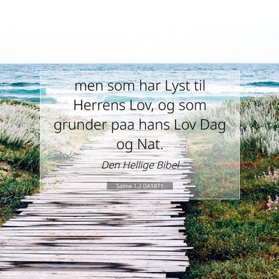 Picture 07 - Salme 1:2 DA1871 - men som har Lyst til Herrens Lov, og som grunder - Bible Verse Picture