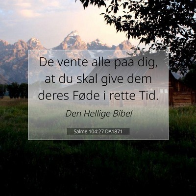 Picture 07 - Salme 104:27 DA1871 - De vente alle paa dig, at du skal give dem deres - Bible Verse Picture