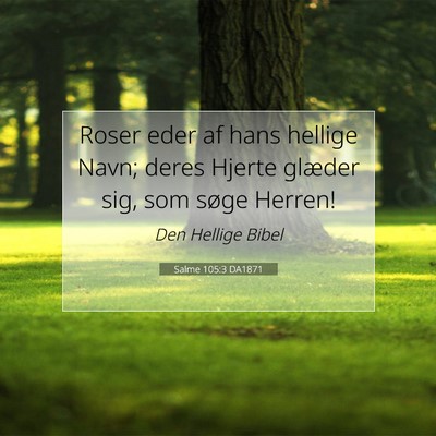Picture 07 - Salme 105:3 DA1871 - Roser eder af hans hellige Navn; deres Hjerte - Bible Verse Picture