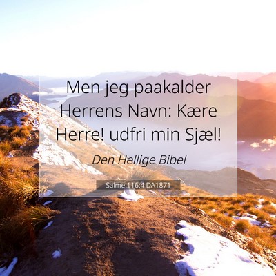 Picture 07 - Salme 116:4 DA1871 - Men jeg paakalder Herrens Navn: Kære Herre! - Bible Verse Picture