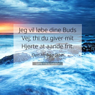 Picture 07 - Salme 119:32 DA1871 - Jeg vil løbe dine Buds Vej; thi du giver mit - Bible Verse Picture