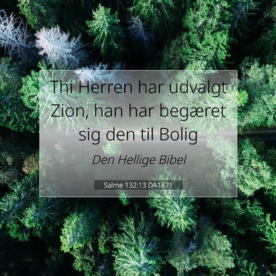 Picture 07 - Salme 132:13 DA1871 - Thi Herren har udvalgt Zion, han har begæret sig - Bible Verse Picture