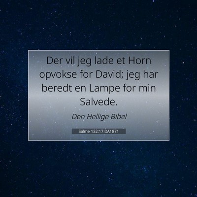 Picture 07 - Salme 132:17 DA1871 - Der vil jeg lade et Horn opvokse for David; jeg - Bible Verse Picture