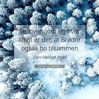 Picture 07 - Salme 133:1 DA1871 - Se, hvor godt og hvor lifligt er det, at Brødre - Bible Verse Picture