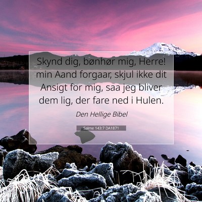 Picture 07 - Salme 143:7 DA1871 - Skynd dig, bønhør mig, Herre! min Aand forgaar, - Bible Verse Picture