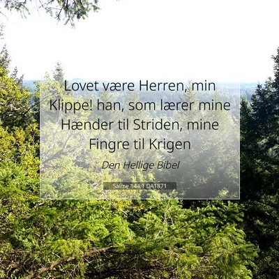 Picture 07 - Salme 144:1 DA1871 - Lovet være Herren, min Klippe! han, som lærer - Bible Verse Picture