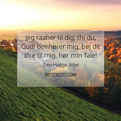 Picture 07 - Salme 17:6 DA1871 - Jeg raaber til dig; thi du, Gud! bønhører mig; - Bible Verse Picture