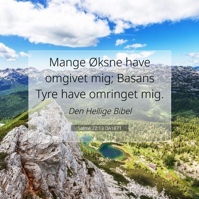 Picture 07 - Salme 22:13 DA1871 - Mange Øksne have omgivet mig; Basans Tyre have - Bible Verse Picture