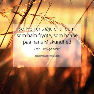 Picture 07 - Salme 33:18 DA1871 - Se, Herrens Øje er til dem, som ham frygte, som - Bible Verse Picture