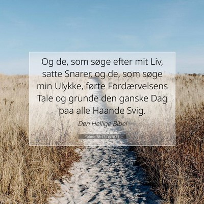 Picture 07 - Salme 38:13 DA1871 - Og de, som søge efter mit Liv, satte Snarer, og - Bible Verse Picture