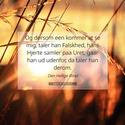 Picture 07 - Salme 41:7 DA1871 - Og dersom een kommer at se mig, taler han - Bible Verse Picture