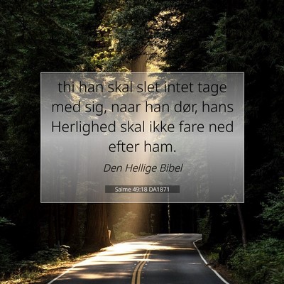 Picture 07 - Salme 49:18 DA1871 - thi han skal slet intet tage med sig, naar han - Bible Verse Picture