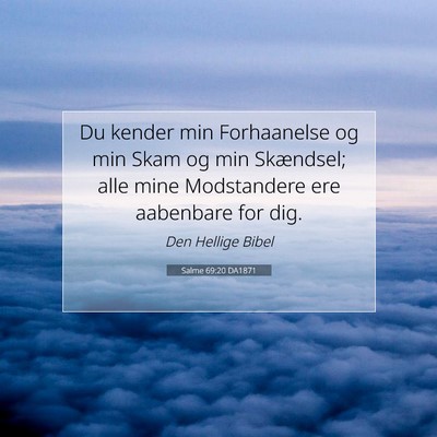 Picture 07 - Salme 69:20 DA1871 - Du kender min Forhaanelse og min Skam og min - Bible Verse Picture