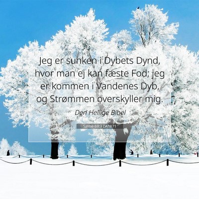 Picture 07 - Salme 69:3 DA1871 - Jeg er sunken i Dybets Dynd, hvor man ej kan - Bible Verse Picture