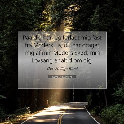 Picture 07 - Salme 71:6 DA1871 - Paa dig har jeg forladt mig fast fra Moders Liv, - Bible Verse Picture