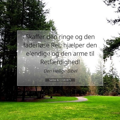Picture 07 - Salme 82:3 DA1871 - Skaffer den ringe og den faderløse Ret; hjælper - Bible Verse Picture