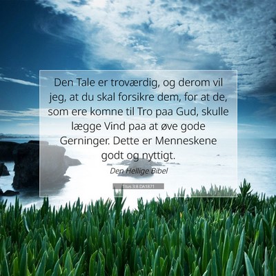Picture 07 - Titus 3:8 DA1871 - Den Tale er troværdig, og derom vil jeg, at du - Bible Verse Picture