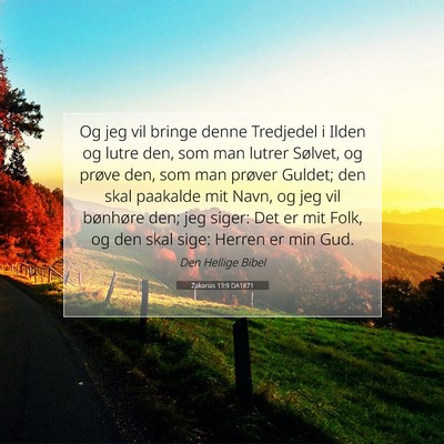 Picture 07 - Zakarias 13:9 DA1871 - Og jeg vil bringe denne Tredjedel i Ilden og - Bible Verse Picture