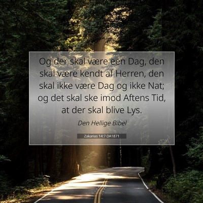 Picture 07 - Zakarias 14:7 DA1871 - Og der skal være een Dag, den skal være kendt - Bible Verse Picture