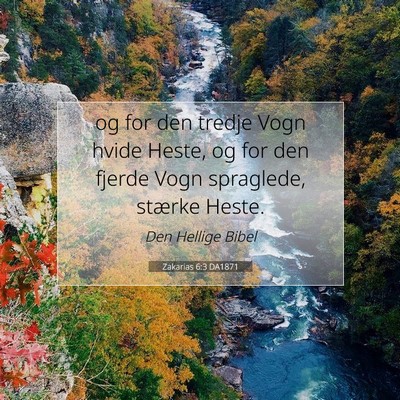 Picture 07 - Zakarias 6:3 DA1871 - og for den tredje Vogn hvide Heste, og for den - Bible Verse Picture