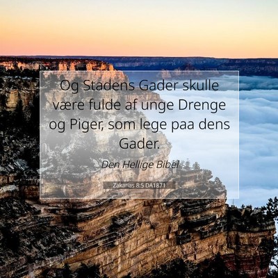Picture 07 - Zakarias 8:5 DA1871 - Og Stadens Gader skulle være fulde af unge - Bible Verse Picture
