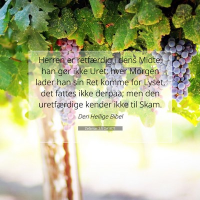 Picture 07 - Zefanias 3:5 DA1871 - Herren er retfærdig i dens Midte, han gør ikke - Bible Verse Picture