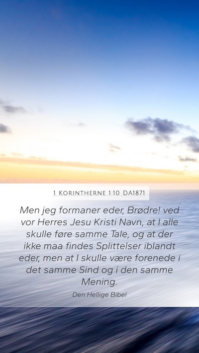 1 Korintherne 1:10 DA1871 Bible Verse Image