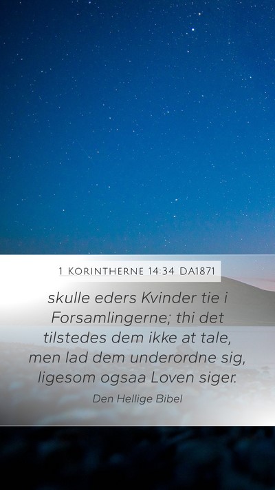 1 Korintherne 14:34 DA1871 Bible Verse Image
