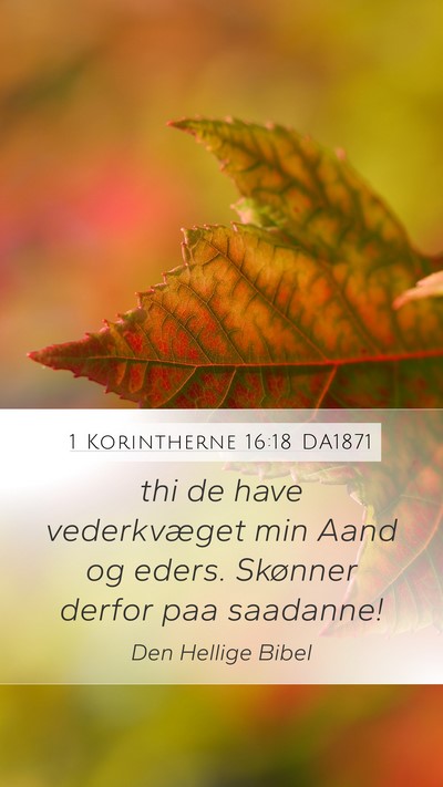 1 Korintherne 16:18 DA1871 Bible Verse Image