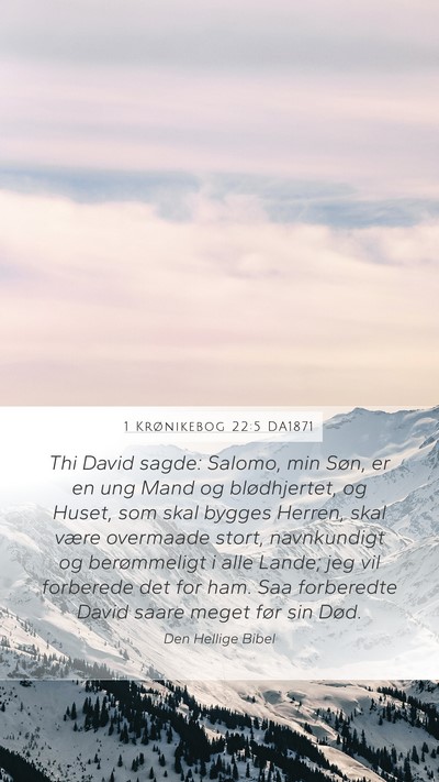 1 Krønikebog 22:5 DA1871 Bible Verse Image