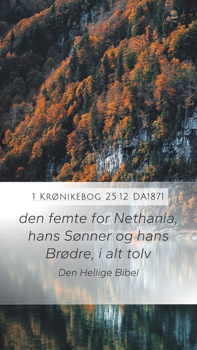 1 Krønikebog 25:12 DA1871 Mobile Phone Wallpaper - den femte for Nethania, hans Sønner og hans - Mobile Bible Verse Wallpaper