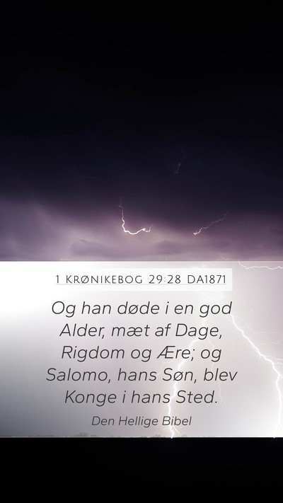 1 Krønikebog 29:28 DA1871 Bible Verse Image