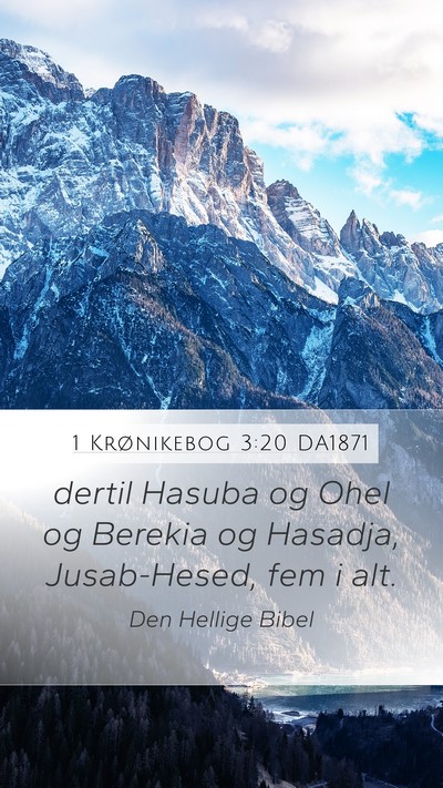 1 Krønikebog 3:20 DA1871 Mobile Phone Wallpaper - dertil Hasuba og Ohel og Berekia og Hasadja, - Mobile Bible Verse Wallpaper