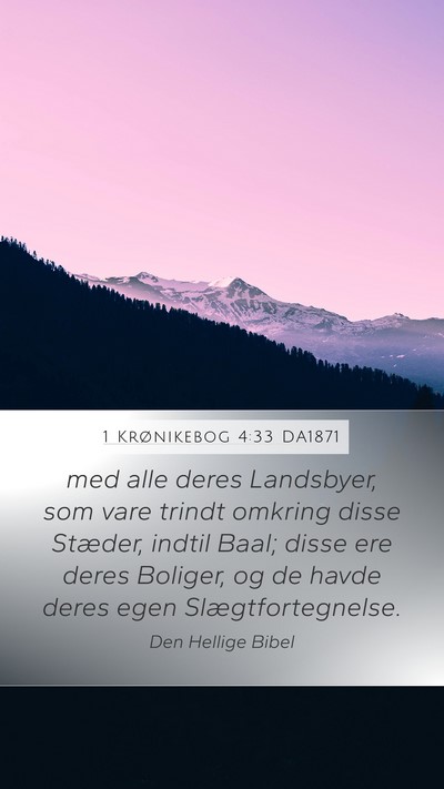 1 Krønikebog 4:33 DA1871 Bible Verse Image