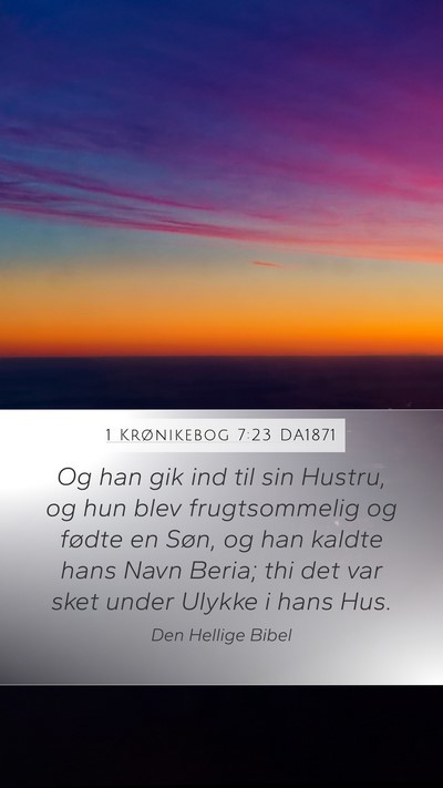1 Krønikebog 7:23 DA1871 Bible Verse Image