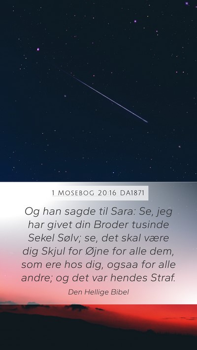 1 Mosebog 20:16 DA1871 Mobile Phone Wallpaper - Og han sagde til Sara: Se, jeg har givet din - Mobile Bible Verse Wallpaper