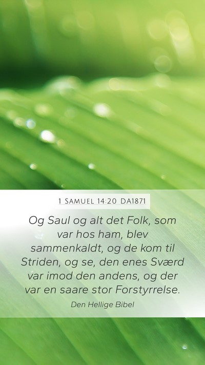 1 Samuel 14:20 DA1871 Mobile Phone Wallpaper - Og Saul og alt det Folk, som var hos ham, blev - Mobile Bible Verse Wallpaper