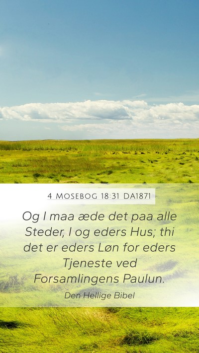 4 Mosebog 18:31 DA1871 Mobile Phone Wallpaper - Og I maa æde det paa alle Steder, I og eders - Mobile Bible Verse Wallpaper