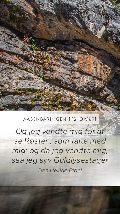 Aabenbaringen 1:12 DA1871 Bible Verse Image