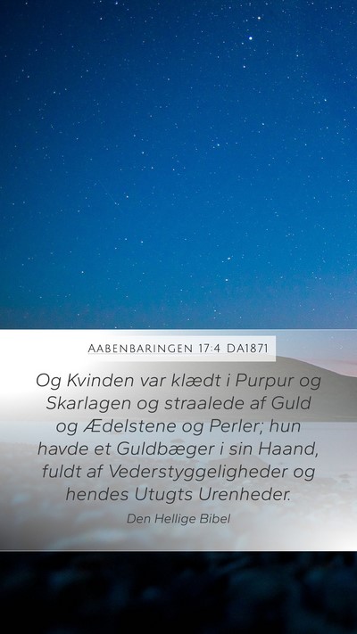 Aabenbaringen 17:4 DA1871 Bible Verse Image