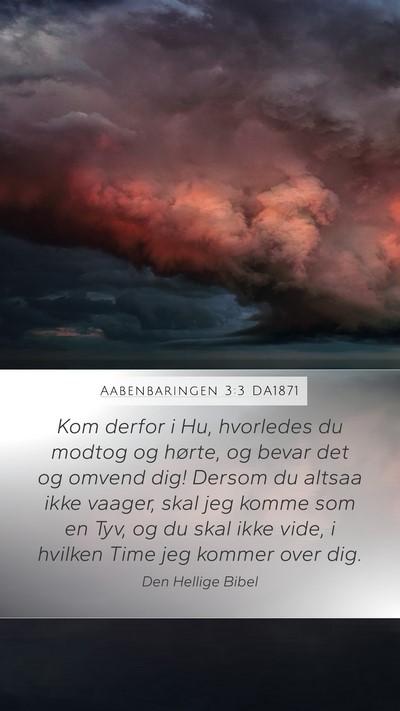 Aabenbaringen 3:3 DA1871 Bible Verse Image