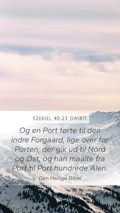 Ezekiel 40:23 DA1871 Mobile Phone Wallpaper - Og en Port førte til den indre Forgaard, lige - Mobile Bible Verse Wallpaper