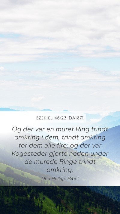 Ezekiel 46:23 DA1871 Mobile Phone Wallpaper - Og der var en muret Ring trindt omkring i dem, - Mobile Bible Verse Wallpaper
