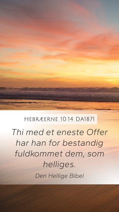 Hebræerne 10:14 DA1871 Bible Verse Image