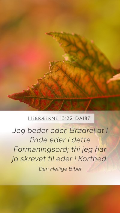 Hebræerne 13:22 DA1871 Bible Verse Image